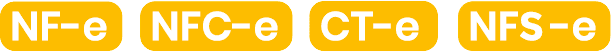 Emissão de documentos fiscais: NF-e (nota fiscal eletrônica), NFC-e (nota fiscal ao consumidor eletrônica), CT-e (conhecimento de trasnporte eletrônico) e NFS-e (nota fiscal de serviço eletrônica)
